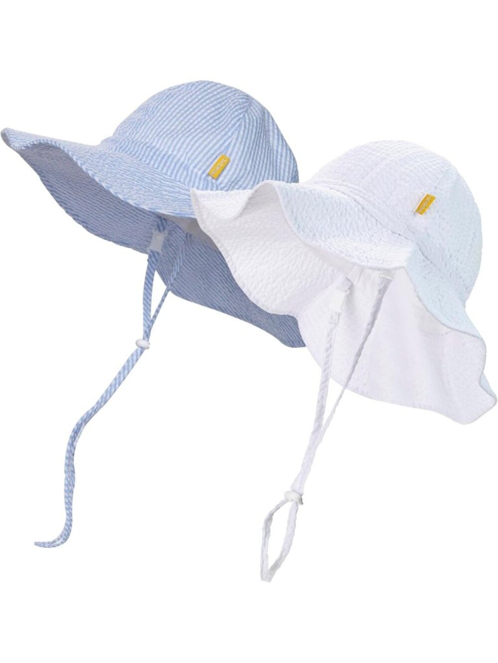 Cute Adjustable Wide Brim Sun Hat for Baby & Toddler - UPF 50+ Seersucker Bucket